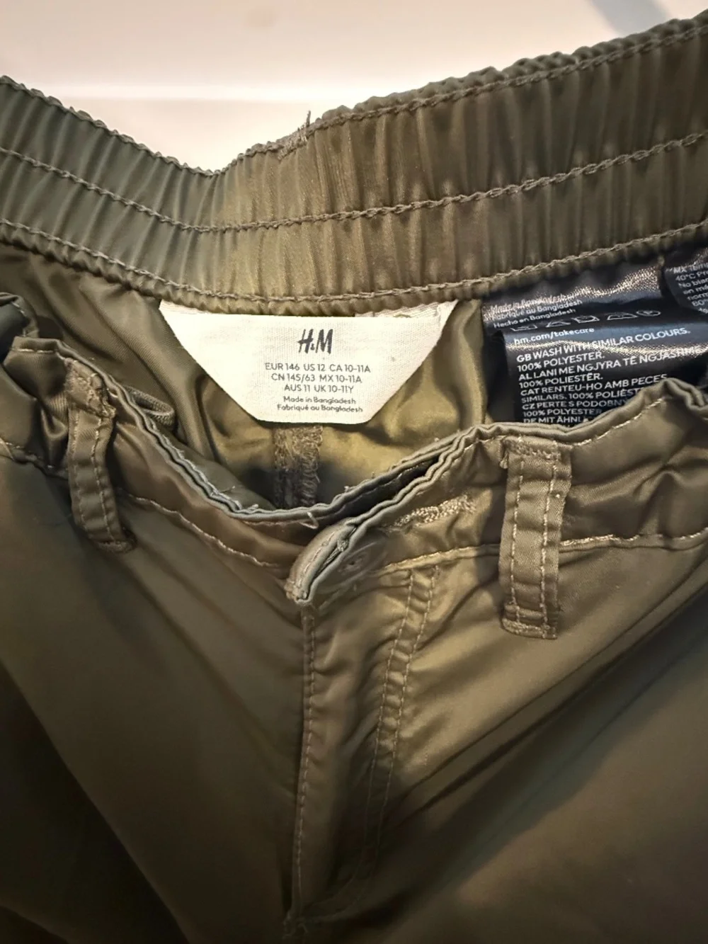 H&M Girls Olive Green Cargo Pants Size 10–12